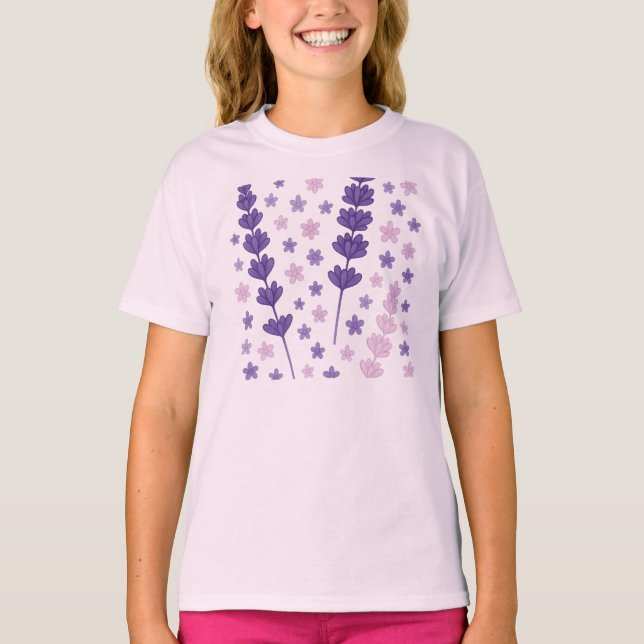 Lavender Dreams - Elegant Lila & Rosa Blommigt Pat T Shirt (Framsida)