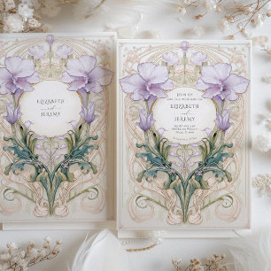 Lavender Dreams Royal Victorian Blommigt Bröllop Inbjudningar