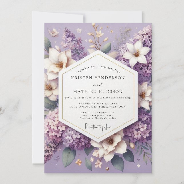 Lavender Dreamy Blossom Wedding Inbjudningar (Framsida)