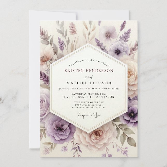 Lavender Dreamy Floral Wedding Inbjudningar (Framsida)