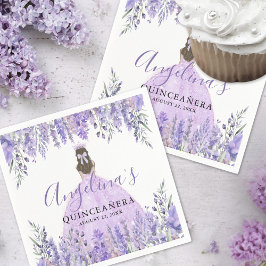 Lavender Dress Tiara Blommigt Lila Quinceanera Pappersservett