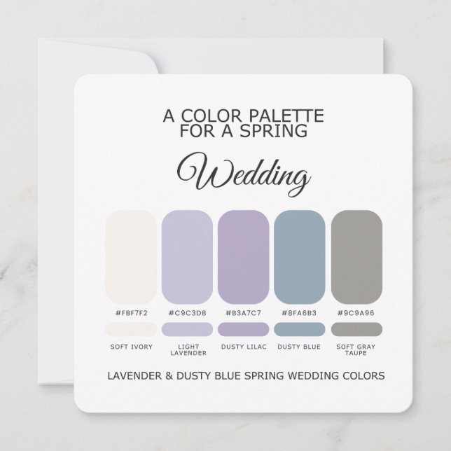 Lavender & Dusty Blue Spring Wedding Palette Card Inbjudningar (Framsida)
