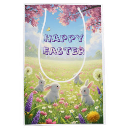 Lavender Easter Cute White Bunny Floral Spring