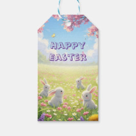 Lavender Easter Cute White Bunny Floral Spring Presentetikett