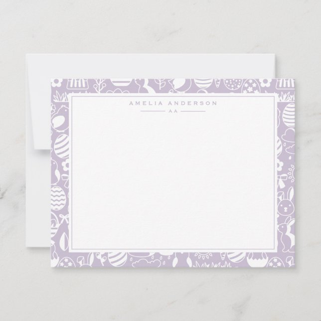 Lavender Easter Egg Frame Note Card Inbjudningar (Framsida)
