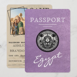 Lavender Egypt Passport Wedding Save the Date Spara Datumet