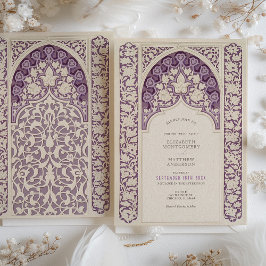 Lavender Elegance Art nouveau Snöre Bröllop Inbjudningar