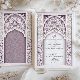 Lavender Elegance Islamic Bröllop Inbjudningar