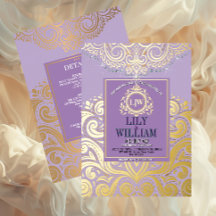 Lavender Elegant Artdeco Diamond Monogram Bröllop