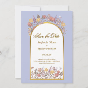 Lavender Elegant bröllop sparar datuminbjudan Inbjudningar
