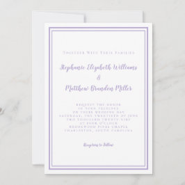 Lavender Elegant Classic Minimalist Wedding Script Inbjudningar