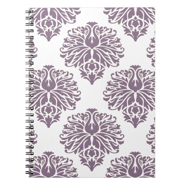 Lavender Elegant Damask Anteckningsbok (Framsidan)