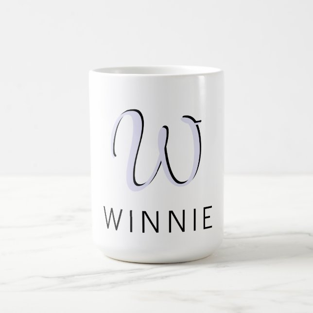 Lavender Elegant Initial Black Namn | Modern Kaffemugg (Center)