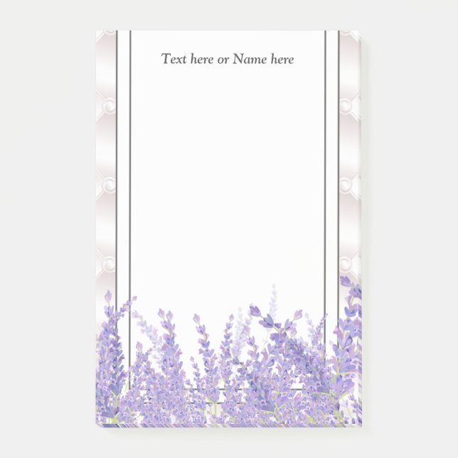 lavender, elegant, modern, trendig, blommigt, lila post-it block (Framsida)