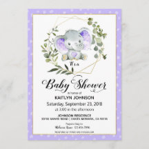 Lavender Elephant Modern Baby Shower