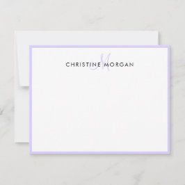 Lavender enkel chic minimalistisk monogram namn anteckningskort