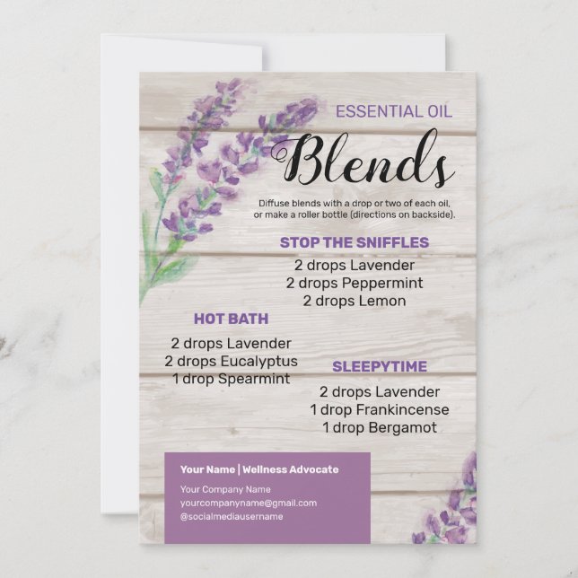 Lavender Essential Oil Diffuser Blends Inbjudningar (Framsida)