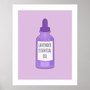 Lavender Essential Oil Flaska Teckning Poster