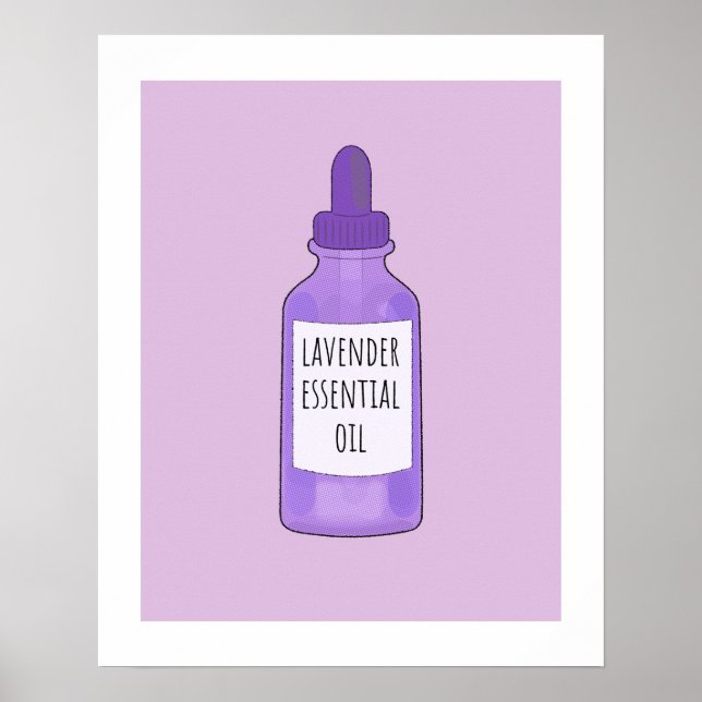 Lavender Essential Oil Flaska Teckning Poster (Framsidan)