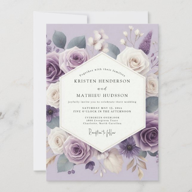 Lavender Ethereal Bloom Wedding Inbjudningar (Framsida)