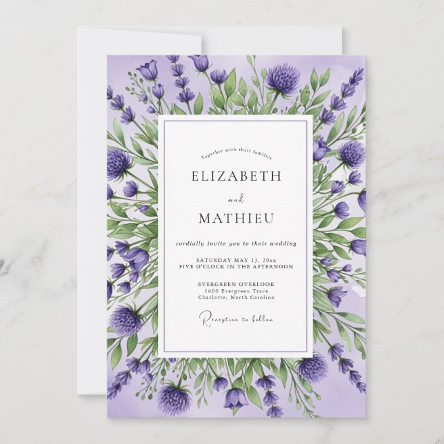 Lavender Ethereal Botanical Wedding Inbjudningar (Framsida)