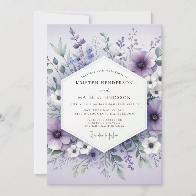 Lavender Ethereal Botanical Wedding Inbjudningar (Framsida)