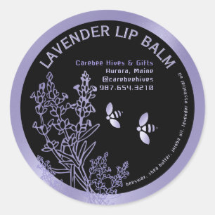 Lavender-etikett för blommor och bin från Lip Balm Runt Klistermärke