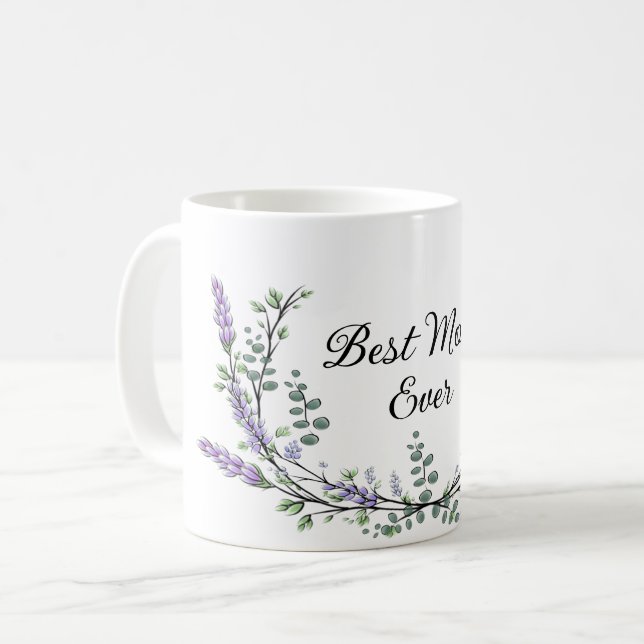 Lavender Eucalyptus best mamma någonsin Kaffemugg (Framsida vänster)
