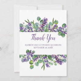 Lavender Eucalyptus Blommigt Botanical Bröllop Tack Kort