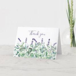 Lavender Eucalyptus Blommigt Bröllop Tack Kort
