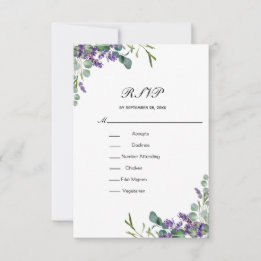 Lavender Eucalyptus Blommigt Formal Elegant bröllo OSA Kort