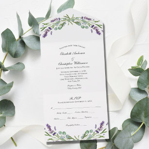 Lavender Eucalyptus Blommigt Trifold Bröllop