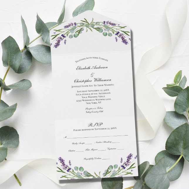 Lavender Eucalyptus Blommigt Trifold Bröllop (Skapare uppladdad)