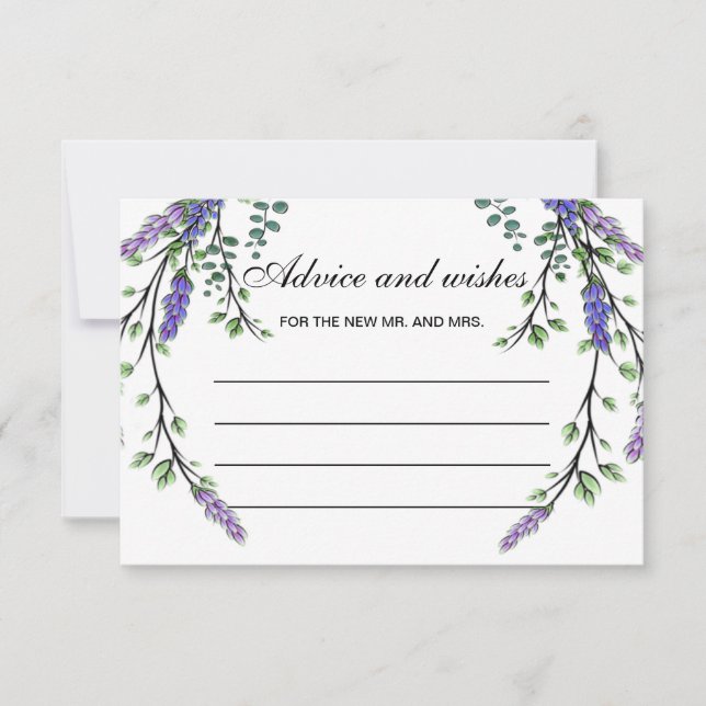 Lavender eucalyptus boho-råd och önskemål-kort inbjudningar (Framsida)