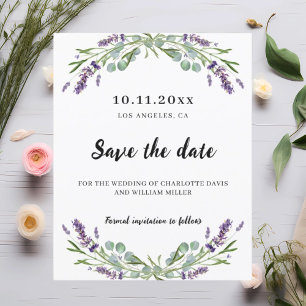 Lavender eucalyptus bröllop spara datum-kort