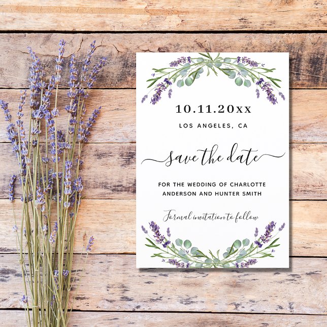 Lavender eucalyptus bröllop spara datum meddelande vykort (Skapare uppladdad)