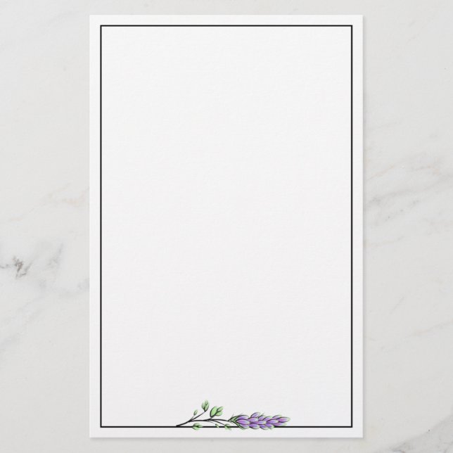 Lavender Eucalyptus elegant minimalist Stationery Brevpapper (Framsida)