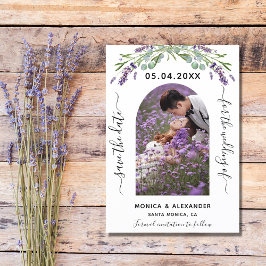 Lavender eucalyptus-foto QR bröllop spara datum Spara Datumet