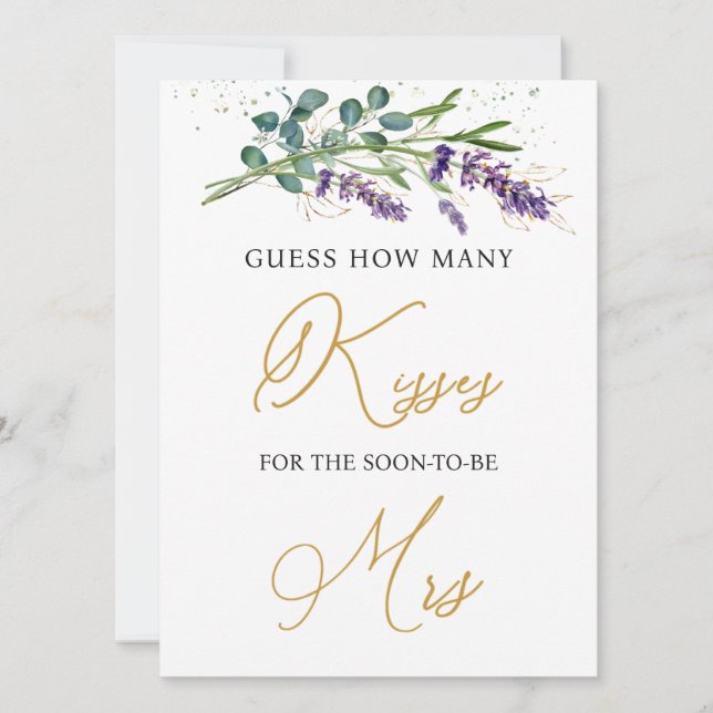 Lavender Eucalyptus gissar hur många Kisses-spel Inbjudningar (Framsida)