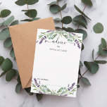 Lavender eucalyptus greenery bröllop rådkort<br><div class="desc">Vit bakgrund,  dekorerad med lavender- blommigtar och eukalyptus greenery. Anpassa och lägg till namnen.</div>