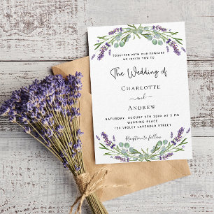 Lavender eucalyptus greenery bröllopsinbjudan vykort