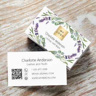 Lavender eucalyptus greenery logotyp QR Visitkort