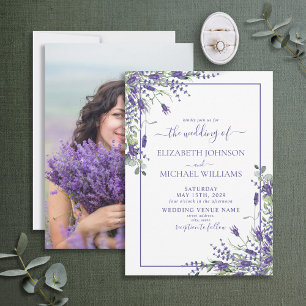 Lavender Eucalyptus Greenery Photo Bröllop Inbjudningar