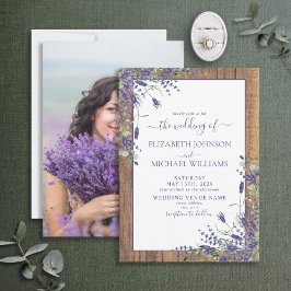 Lavender Eucalyptus Greenery Photo Bröllop Inbjudningar