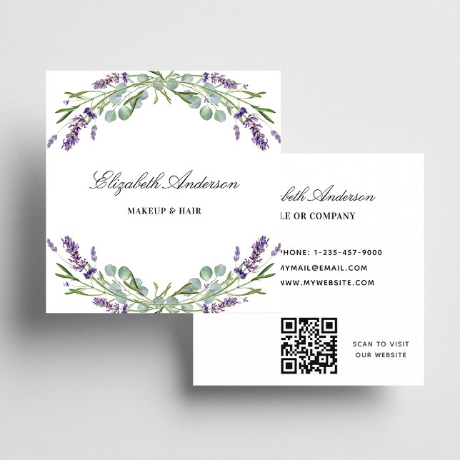 Lavender eucalyptus greenery QR-kod Fyrkantigt Visitkort (Skapare uppladdad)