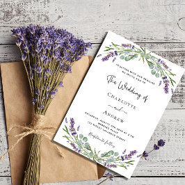 Lavender eucalyptus greenery violet bröllop inbjudningar