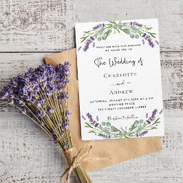 Lavender eucalyptus greenery violet QR bröllop Inbjudningar