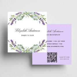 Lavender eucalyptus greenery violet QR-kod Fyrkantigt Visitkort