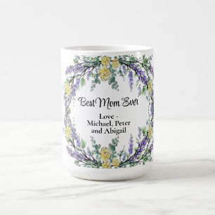 Lavender eucalyptus gul ros best mamma någonsin kaffemugg