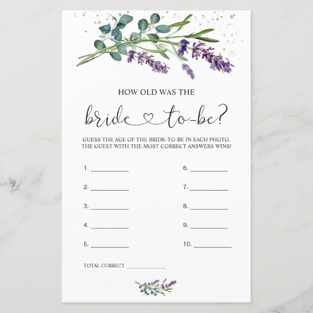 Lavender Eucalyptus Hur gammal var Bride? (Framsida)